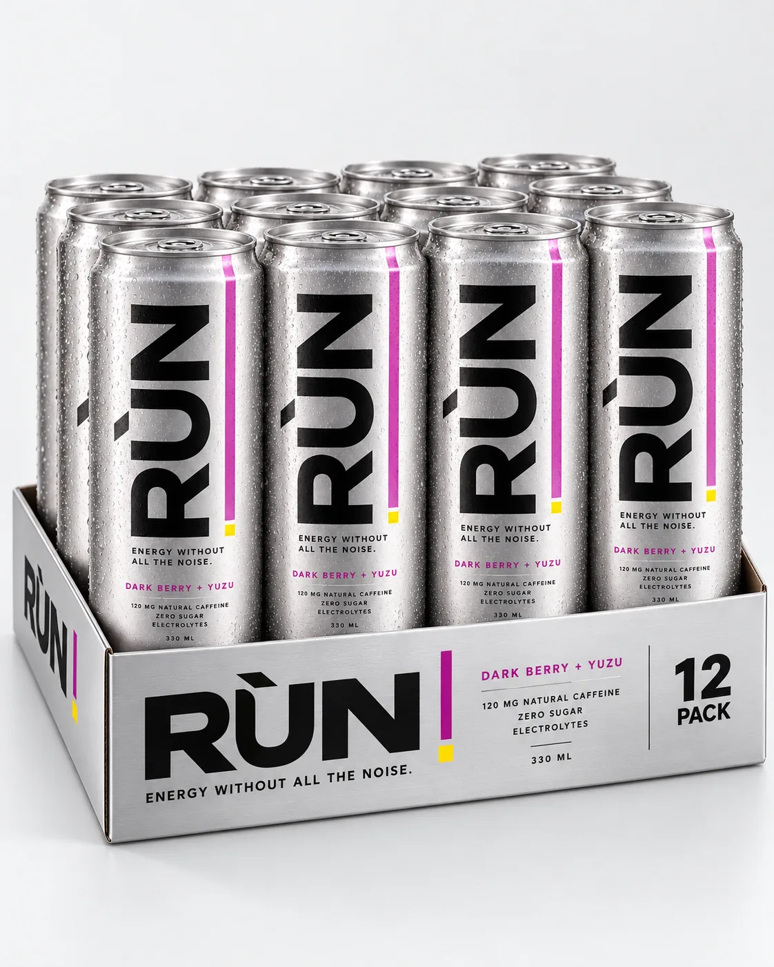 A tray of twelve Rùn cans